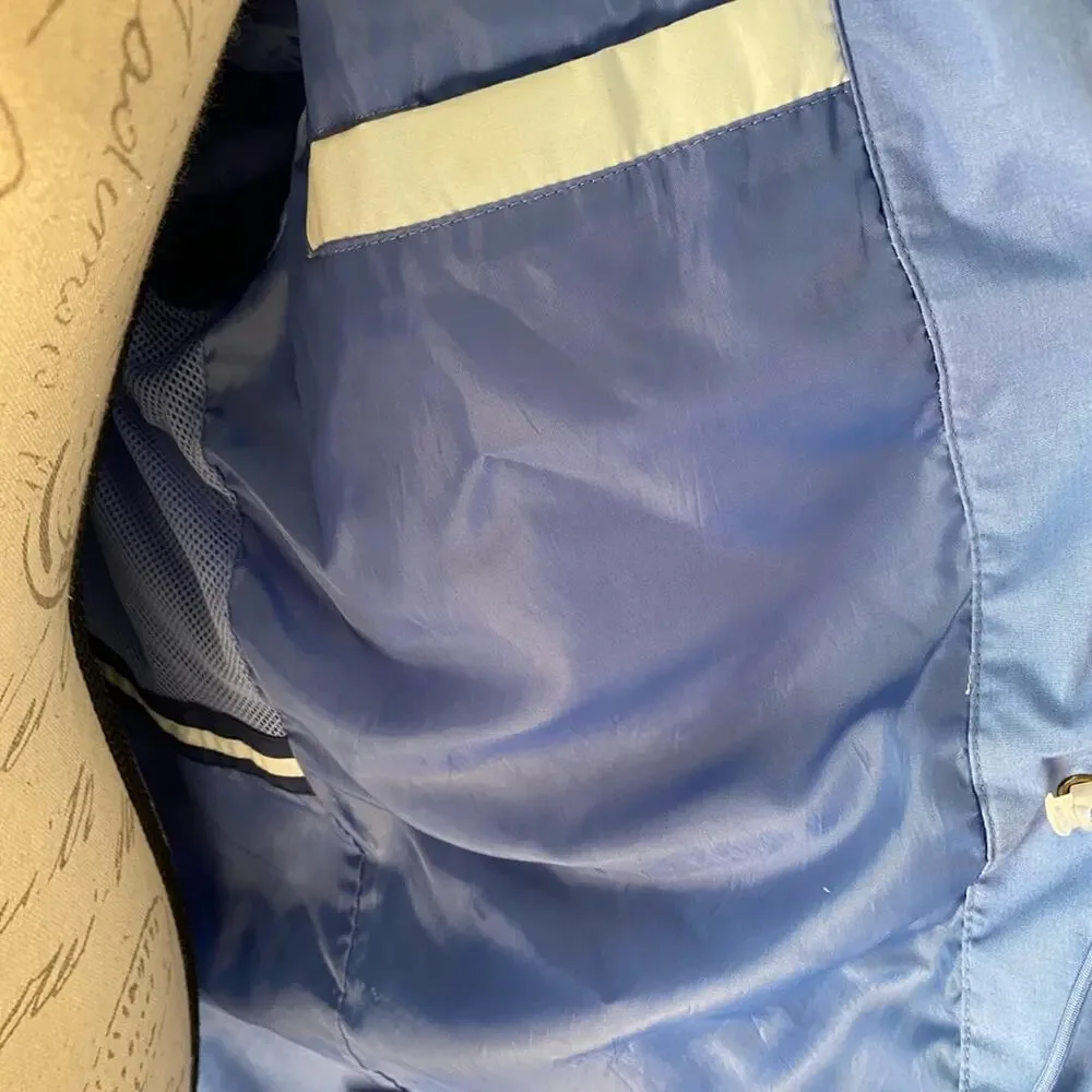 Vintage Pacific Trail Jacket Windbreaker Snap Hood Blue Womens Petite Small EUC